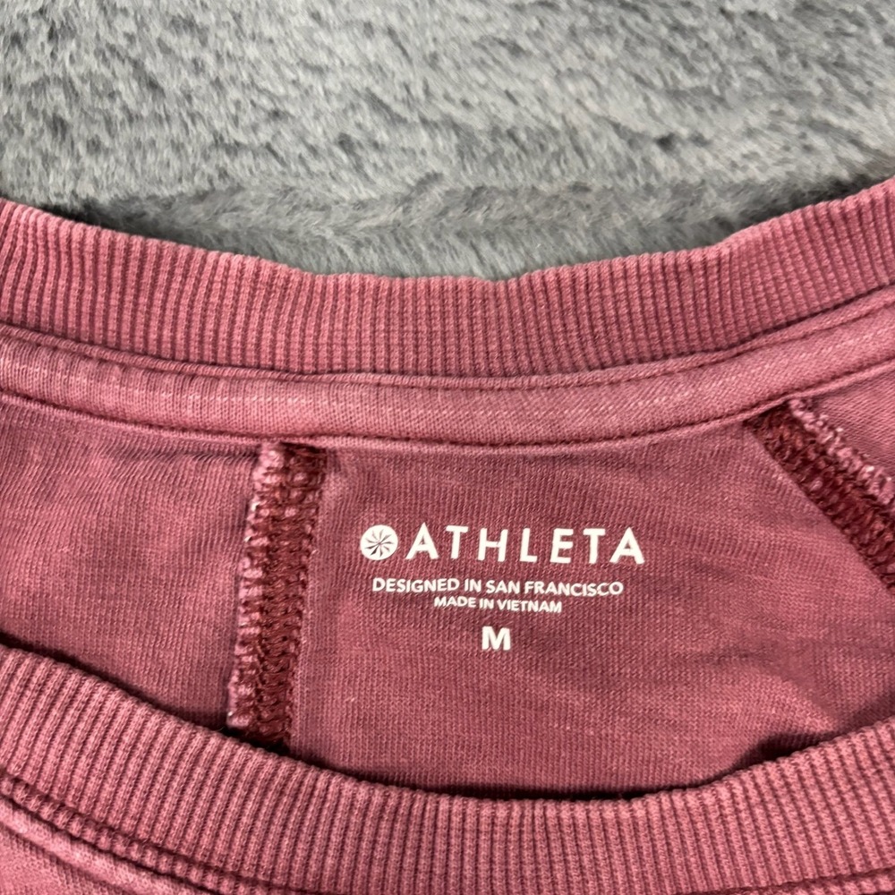 Athleta Womens Mauve Pink Raglan Sleeve Cotton Blend Sweatshirt Size M 7793 - Picture 5 of 7